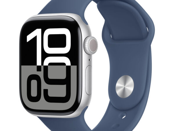 Apple Watch Series 10 Serie 10 GPS 42mm Cassa in Alluminio Color Argento con Denim Sport Band - S/M