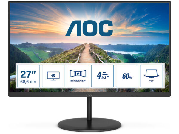 AOC V4 U27V4EA Monitor PC 68,6 cm (27") 3840 x 2160 Pixel 4K Ultra HD LED Nero