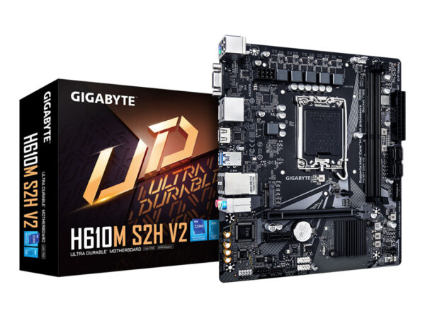 GIGABYTE H610M S2H V2 Scheda Madre - Supporta CPU Intel Core di 14a generazione, 4+1+1 Fasi Ibride VRM Digitale, fino a 5600MHz DDR5, 1xPCIe 3.0 M.2, GbE LAN, USB 3.2 Gen 1