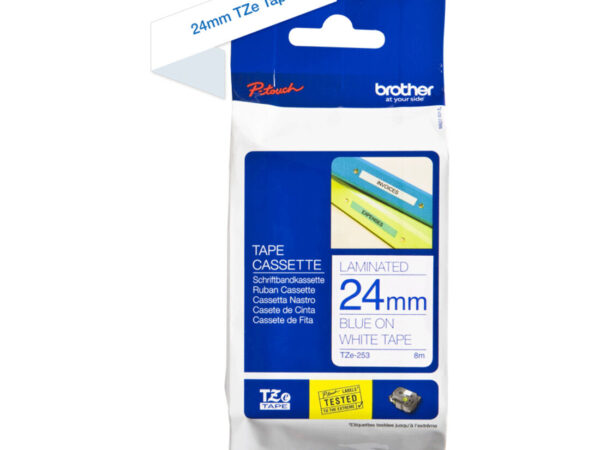 Brother TZE-253 nastro per etichettatrice Blu su bianco