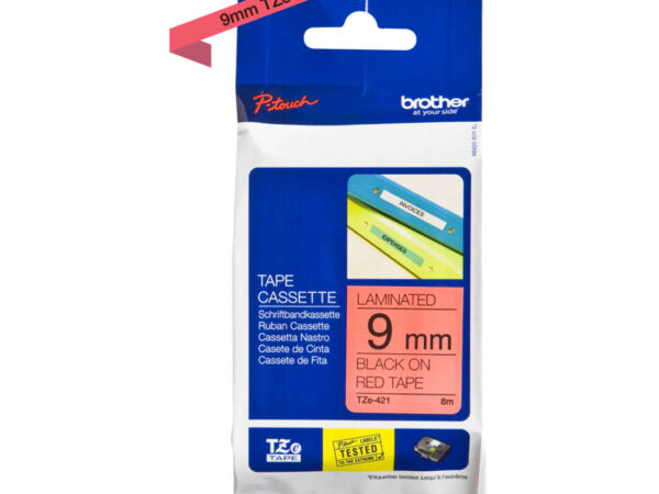 Brother TZE-421 nastro per etichettatrice Nero su rosso