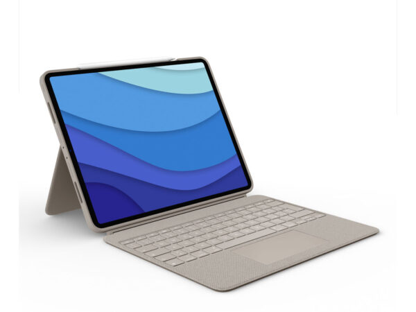 Logitech Combo Touch Custodia con Tastiera per iPad Pro 12,9 pollici (5a gen - 2021) - Tastiera Retroilluminata Rimovibile, Trackpad Click-Anywhere, Smart Connector -Sabbia