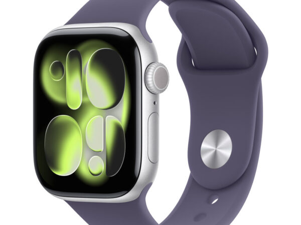 Apple Watch Series 11 GPS + Cellular 42mm Cassa Alluminio Argento con Sport Band Viola Nebbia - S/M