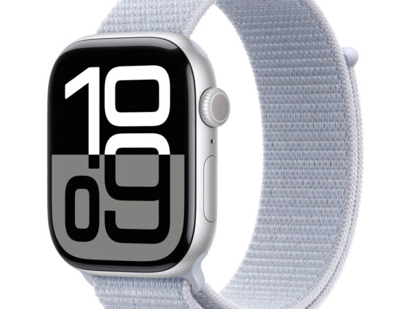 Apple Watch Series 10 Serie 10 GPS 46mm Cassa in Alluminio Color Argento con Blu tempesta Sport Loop