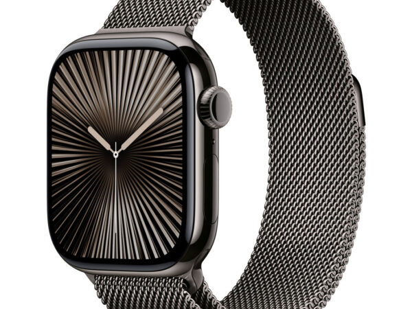 Apple Watch Series 10 Serie 10 GPS + Cellular 42mm Cassa in Titanio color Ardesia con Loop in maglia milanese ardesia