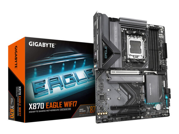 GIGABYTE X870 EAGLE WIFI7 Scheda Madre - Supporta CPU AMD Ryzen 9000, 14+2+2 fasi VRM, fino a 8000MHz DDR5 (OC), 1xPCIe 5.0 + 2xPCIe 4.0, Wi-Fi 7, LAN 2.5GbE, USB 4