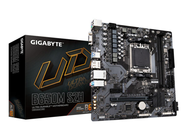 GIGABYTE B650M S2H Scheda madre - AMD Ryzen serie 9000, VRM a 5+2+2 fasi, fino a 6400 MHz DDR5 (OC), 1xPCIe 4.0 M.2, LAN GbE, USB 3.2 Gen 1