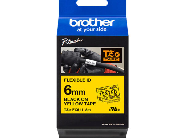 Brother TZE-FX611 nastro per etichettatrice Nero su giallo