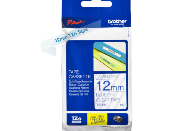 Brother TZE-133 nastro per etichettatrice Blu su trasparente