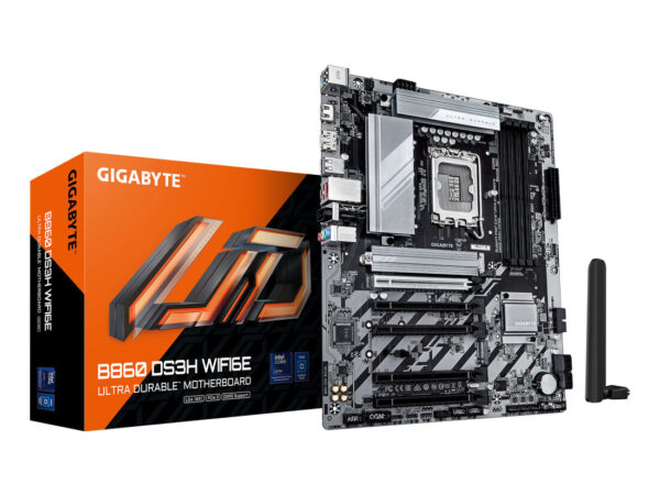 GIGABYTE B860 DS3H WIFI6E Scheda madre - CPU Intel Core Ultra, VRM a 8+1+2+2 fasi, fino a 9066MHz DDR5, 1xPCIe 5.0 + 1xPCIe 4.0 M.2, LAN 2,5 GbE, WIFI 6E, USB 3.2 Gen 2x2