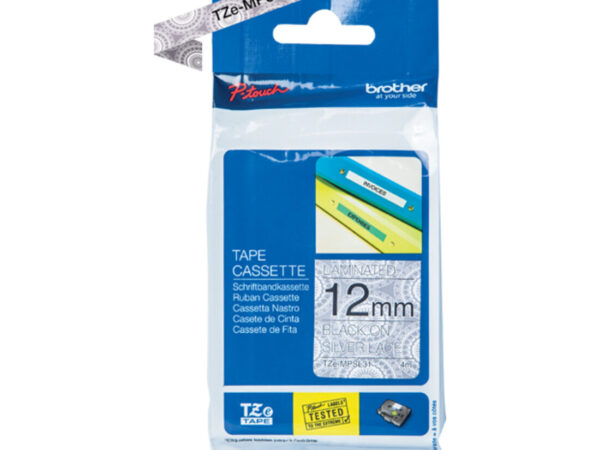 Brother TZE-MPSL31 nastro per etichettatrice Nero su argento