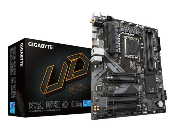 GIGABYTE B760 DS3H AX DDR4 Scheda Madre - Supporta processori Intel Core 14ª generazione, VRM digitale a 8+2+1 fasi, fino a 5333MHz DDR4 (OC), 2x PCIe 4.0 M.2, Wi-Fi 6E, GbE LAN, USB 3.2 Gen 2