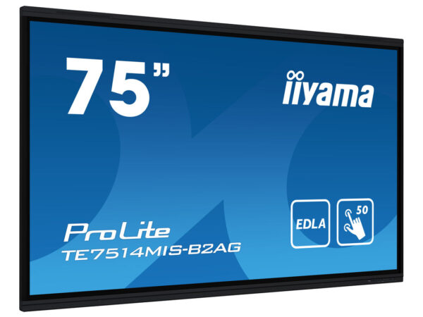 iiyama PROLITE TE7514MIS-B2AG Pannello piatto per segnaletica digitale 190,5 cm (75") LCD Wi-Fi 435 cd/m² 4K Ultra HD Nero Touch screen Processore integrato Android 24/7