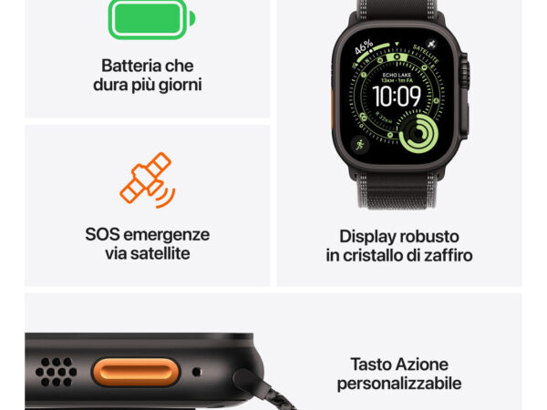 Apple Watch Ultra 3 GPS + Cellular 49mm Cassa Titanio Nero con Alpine Loop Terra Cotta - M/L