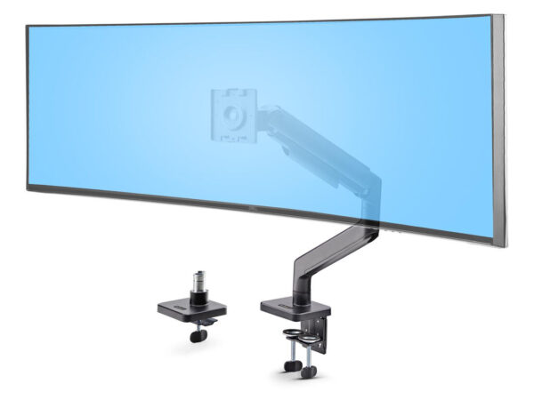 StarTech.com Supporto per Monitor Curvo Ultrawide fino a 49" 32:9; Braccio a Molla da Scrivania con Morsetto a C/Passante per Monitor VESA 75x75/100x100; Max 20kg