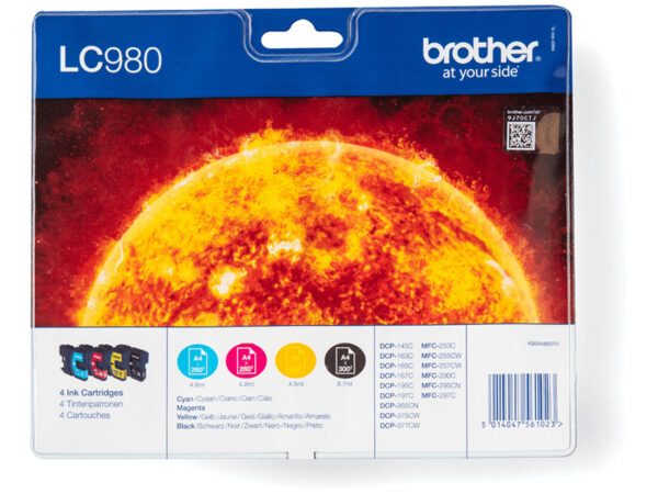 Brother LC980VALBP cartuccia d'inchiostro 4 pz Originale Nero, Ciano, Magenta, Giallo