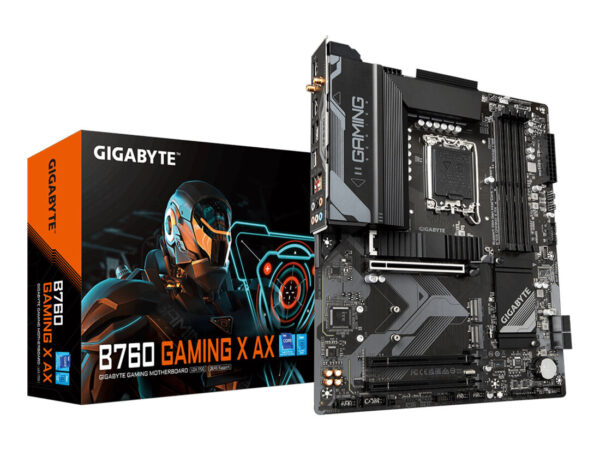 GIGABYTE B760 GAMING X AX Scheda Madre - Supporta processori Intel Core 14ª generazione, VRM digitale a 8+1+1 fasi, fino a 7600MHz DDR5 (OC), 3x PCIe 4.0 M.2, Wi-Fi 6E, 2.5GbE LAN, USB 3.2 Gen 2
