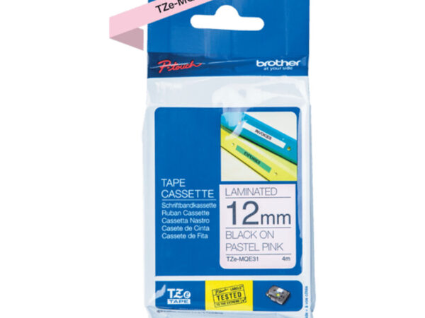 Brother TZEMQE31 nastro per etichettatrice Nero su rosa TZe