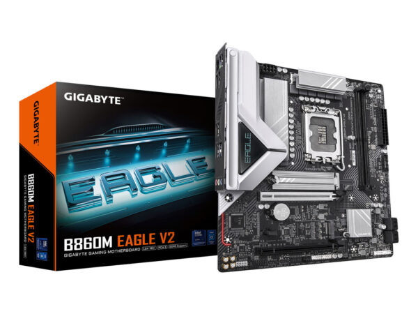 GIGABYTE B860M EAGLE V2 Scheda madre - CPU Intel Core Ultra Series, VRM a 6+1+2 fasi, fino a 9066 MHz DDR5, 1x M.2 PCIe 5.0 + 1x M.2 PCIe 4.0, LAN 2.5 GbE, USB 3.2 Gen 1
