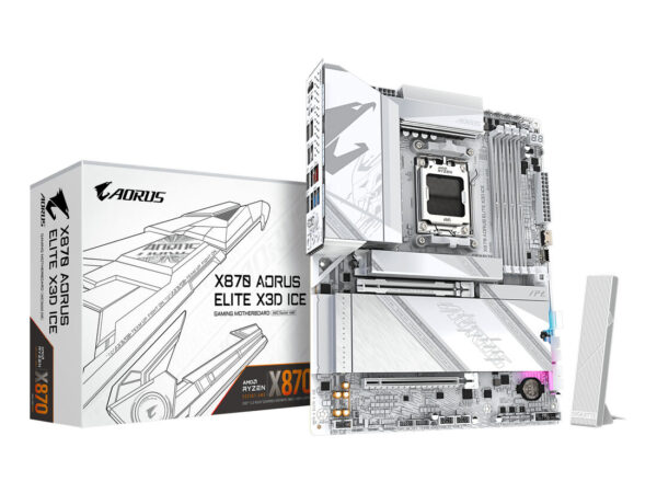 GIGABYTE X870 AORUS ELITE X3D ICE Scheda Madre - Supporta CPU AMD Ryzen 9000, VRM digitale 16+2+2 fasi, fino a 9000Hz DDR5 (OC), 2xPCIe 5.0 + 2xPCIe 4.0, Wi-Fi 7, LAN 2.5GbE, USB 4