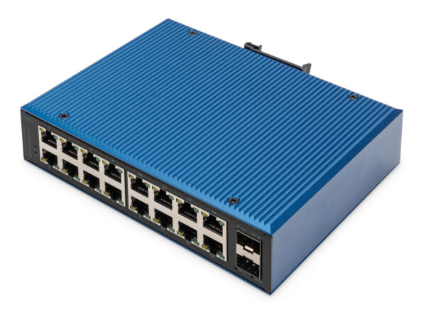 Digitus Switch di rete Gigabit Ethernet a 16 porte, industriale, non gestito, 2 uplink SFP