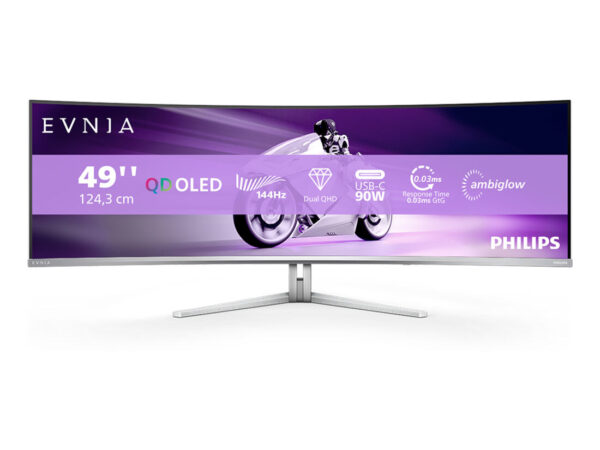 Philips Evnia 8000 49M2C8900L/00 Monitor PC 124,2 cm (48.9") 5120 x 1440 Pixel Dual QHD QD-OLED Bianco