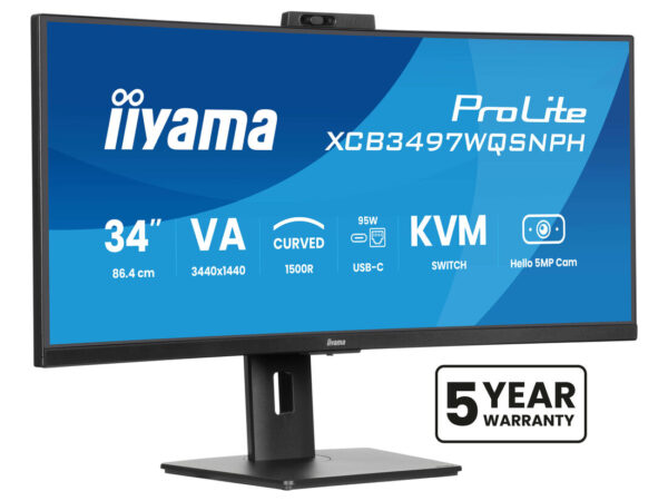 iiyama ProLite XCB3497WQSNPH-B1 Monitor PC 86,4 cm (34") 3440 x 1440 Pixel UltraWide Quad HD LED Nero