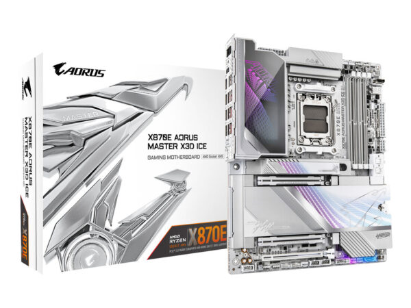 GIGABYTE X870E AORUS MASTER X3D ICE Scheda Madre - Supporta CPU AMD Ryzen 9000, VRM Digitale a 18+2+2 fasi, fino a 9000 Hz DDR5 (OC), 2 x PCIe 5.0 + 3 x PCIe 4.0, Wi-Fi 7, LAN 10 GbE, USB 4