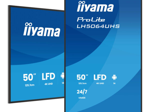 iiyama LH5064UHS-B1AG visualizzatore di messaggi Pannello piatto per segnaletica digitale 127 cm (50") Wi-Fi 500 cd/m² 4K Ultra HD Nero Processore integrato Android 24/7