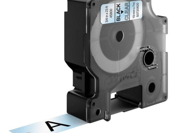 DYMO D1 - Standard Etichette - Nero su trasparente - 19mm x 7m