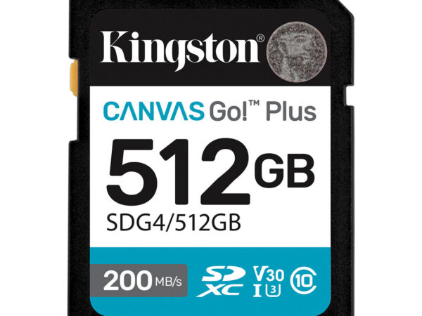 Kingston Technology Canvas Go! Plus 512GB SDXC Canvas Go Plus Gen4 200MB/s C10 UHS-I U3 V30