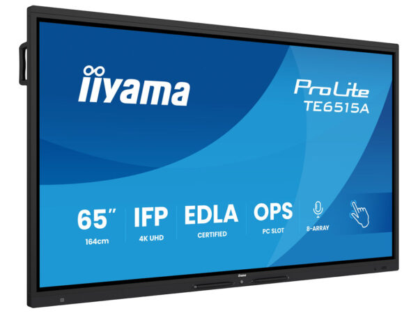 iiyama TE6515A-B1AG visualizzatore di messaggi Pannello piatto interattivo 163,8 cm (64.5") Wi-Fi 550 cd/m² 4K Ultra HD Nero Touch screen Processore integrato Android