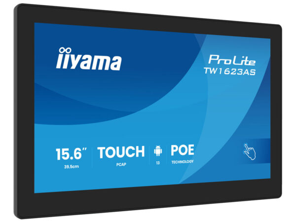 iiyama TW1623AS-B3P visualizzatore di messaggi Pannello piatto interattivo 39,6 cm (15.6") LED Wi-Fi 450 cd/m² Full HD Nero Touch screen Processore integrato Android 24/7