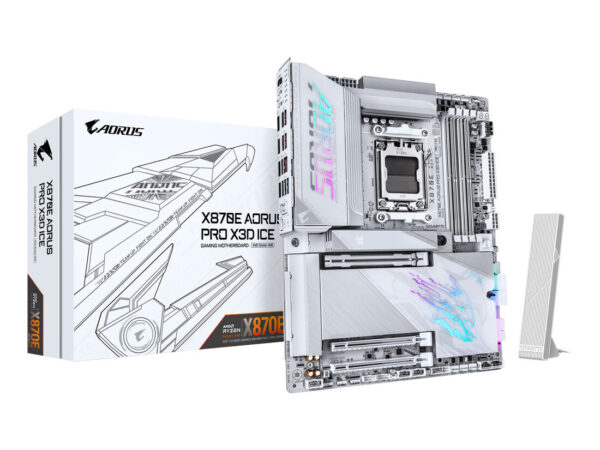 GIGABYTE X870E AORUS PRO X3D ICE Scheda Madre - Supporta CPU AMD Ryzen 9000, VRM Digitale a 18+2+2 fasi, fino a 9000 Hz DDR5 (OC), 2 x PCIe 5.0 + 2 x PCIe 4.0, Wi-Fi 7, LAN 5 GbE, USB 4