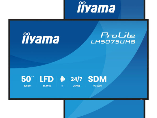 iiyama LH5075UHS-B2AG visualizzatore di messaggi Pannello piatto per segnaletica digitale 125,7 cm (49.5") LCD Wi-Fi 500 cd/m² 4K Ultra HD Nero Processore integrato Android 11 24/7
