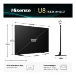 Hisense 100U8Q 2,54 m (100") 4K Ultra HD Smart TV Wi-Fi Nero, Grigio - immagine 2