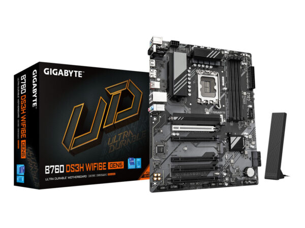 GIGABYTE B760 DS3H WIFI6E GEN5 Scheda Madre - Compatibile con CPU Intel Core 14a generazione, VRM digitale a 8+2+1 fasi, fino a 5600 MHz DDR5, 2xPCIe 4.0 M.2, Wi-Fi 6E, LAN 1 GbE, USB 3.2 Gen 2x2
