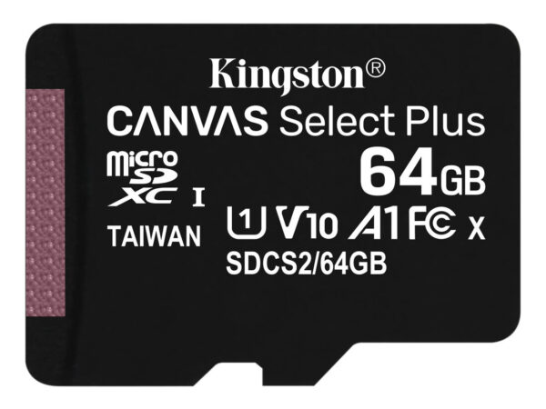 Kingston Technology Scheda micSDXC Canvas Select Plus 100R A1 C10 da 64GB confezione singola senza adattatore