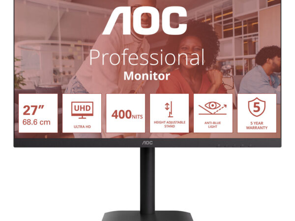 AOC E4 U27E4CV Monitor PC 68,6 cm (27") 3840 x 2160 Pixel 4K Ultra HD LED Nero