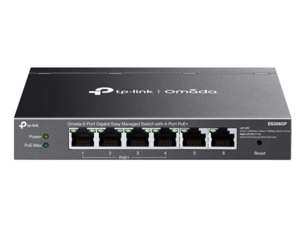 TP-Link Omada ES206GP switch di rete Gestito Gigabit Ethernet (10/100/1000) Supporto Power over Ethernet (PoE) Nero