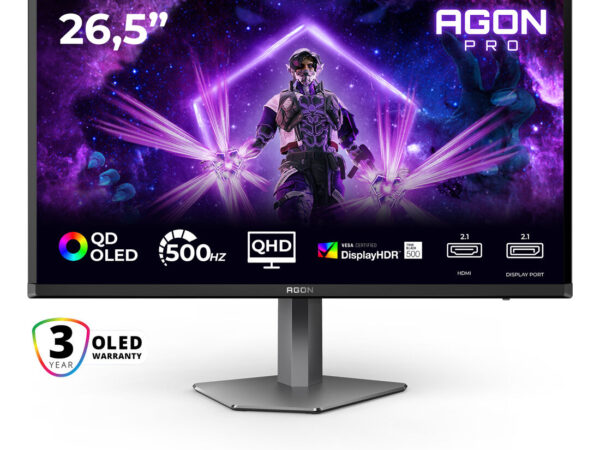 AOC AGON PRO AG276QKD2 Monitor PC 67,3 cm (26.5") 2560 x 1440 Pixel Quad HD QD-OLED Nero, Grigio