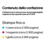 HP Confezione da 3 cartucce toner ciano/magenta/giallo originale ad alta capacità LaserJet 201X - immagine 2