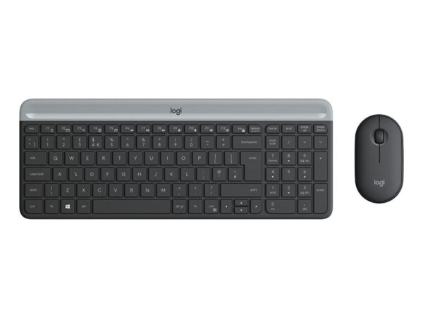 Logitech MK470 Kit Mouse e Tastiera Wireless per Windows, Ricevitore USB 2.4 GHz, ‎Sottile, Compatto, Silenzioso, Batteria Lunga Durata, PC/Laptop, Layout Italiano QWERTY, ‎Grigio