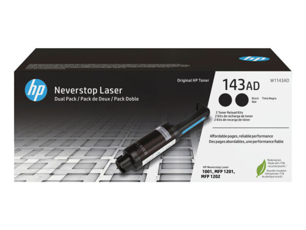 HP Kit ricarica toner nero originale Neverstop 143AD, dual-pack