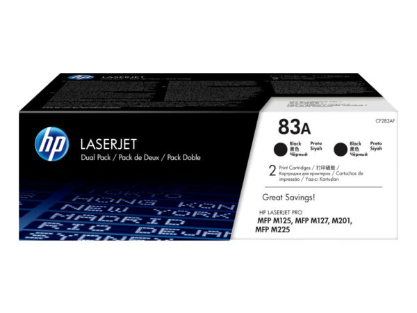 HP Confezione doppia di cartucce toner originali nero 83A LaserJet