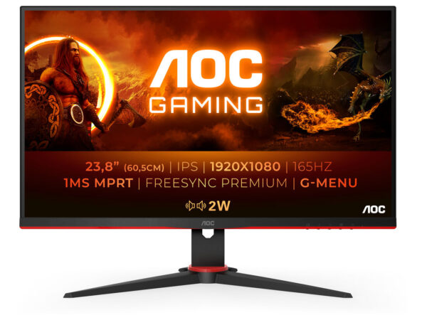 AOC G2 24G2SPAE/BK LED display 60,5 cm (23.8") 1920 x 1080 Pixel Full HD Nero, Rosso