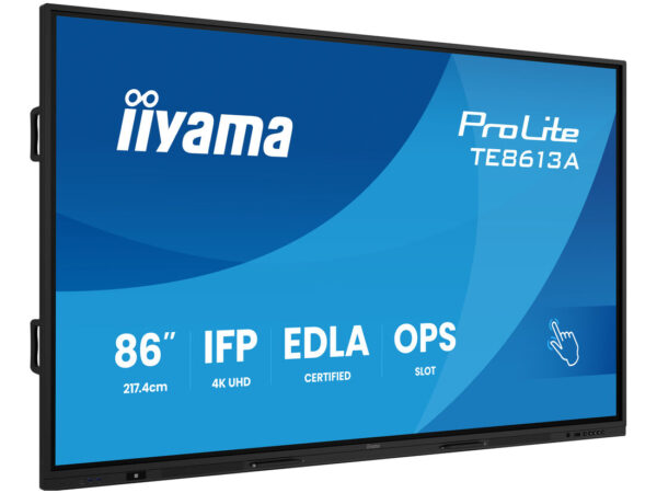 iiyama TE8613A-B1AG visualizzatore di messaggi Pannello piatto interattivo 2,17 m (85.6") Wi-Fi 500 cd/m² 4K Ultra HD Nero Touch screen Processore integrato Android 18/7