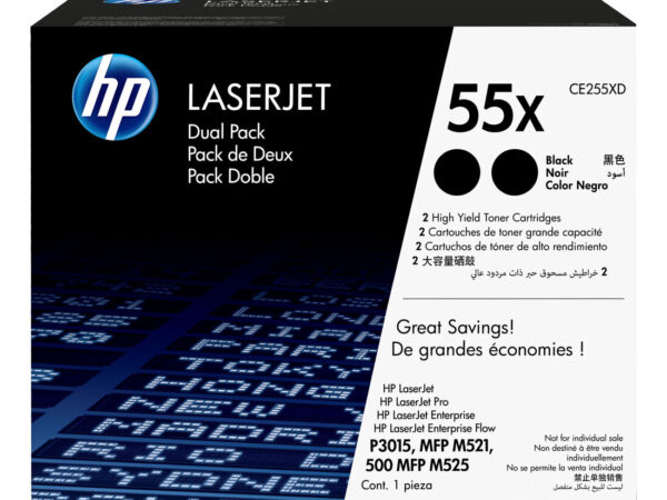 HP Confezione da 2 cartucce originali di Toner nero ad alta capacità LaserJet 55X