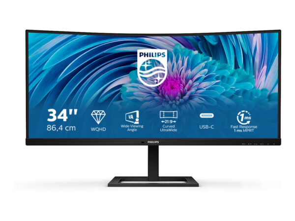 Philips E Line 346E2CUAE/00 Monitor PC 86,4 cm (34") 3440 x 1440 Pixel Wide Quad HD+ LCD Nero