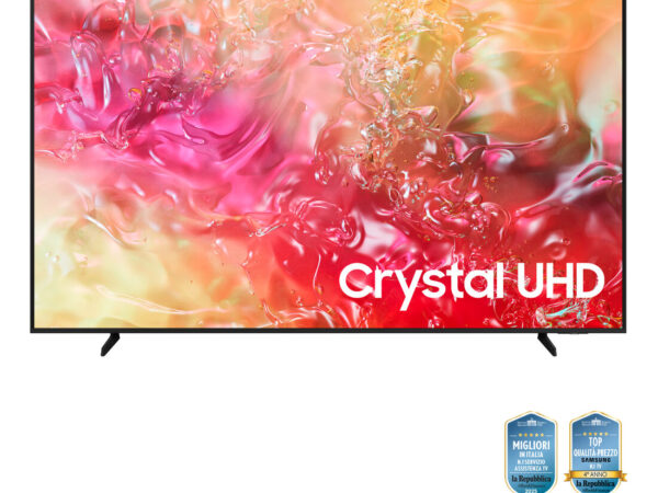 Samsung TV Crystal UHD 4K 75" UE75DU7170UXZT Smart TV Wi-Fi Black 2024, Processore Crystal 4K, 4K Upscaling, Slim Look Design, OTS Lite